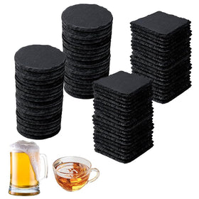 ZLOMD round black slate coaster, 4-inch, engraving-ready for customization.