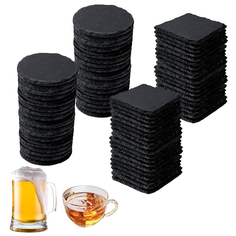 ZLOMD round black slate coaster, 4-inch, engraving-ready for customization.