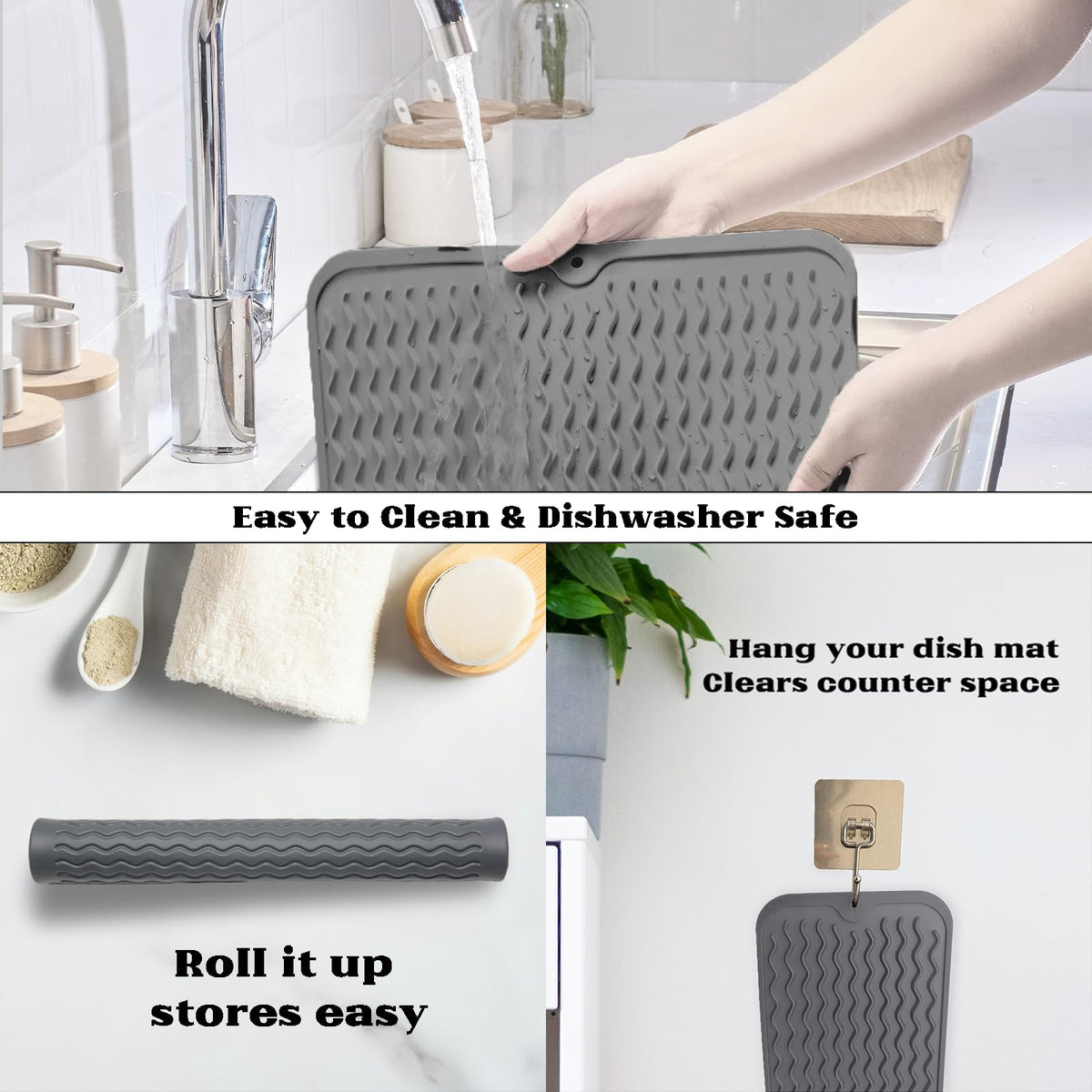 ZLR easy-clean dish drying mat is dishwasher safe for quick maintenance.