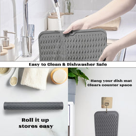 ZLR easy-clean dish drying mat is dishwasher safe for quick maintenance.