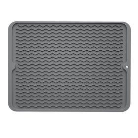 ZLR silicone dish drying mat on the kitchen counter enhances airflow for fast drying.