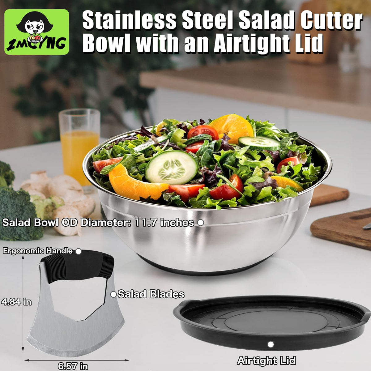ZMCYNG salad chopper bowl dishwasher-safe for easy cleanup.