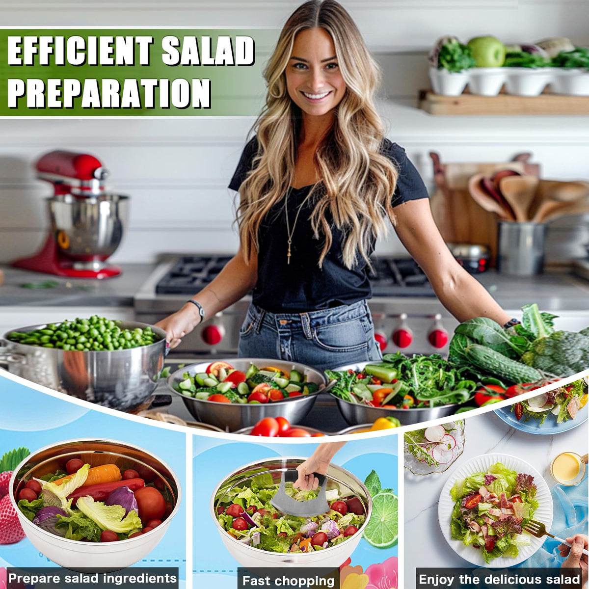 ZMCYNG salad chopper bowl non-slip base provides stable mixing.