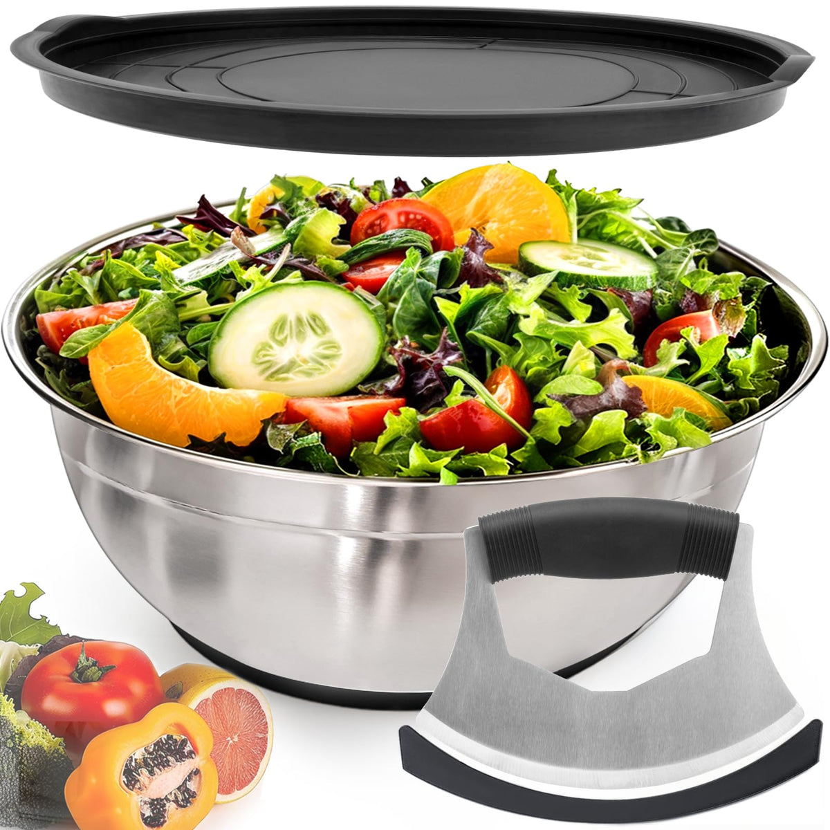 ZMCYNG salad chopper bowl in action for quick, evenly chopped greens.