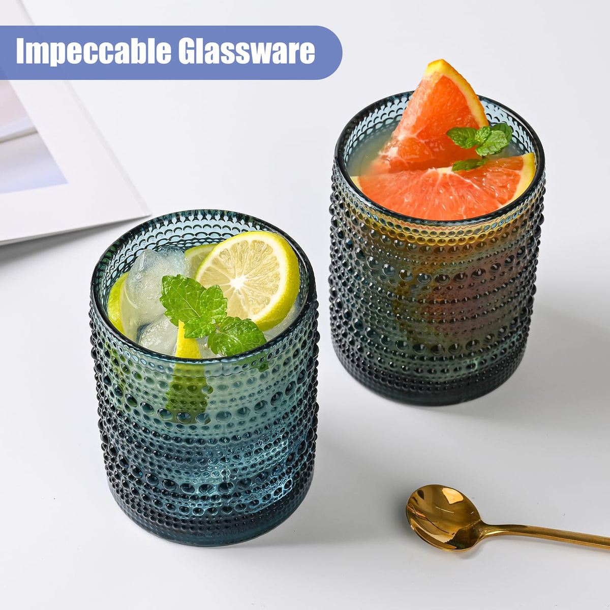 Blue ZMOWIPDL glass ideal for cocktails, beer, and juice