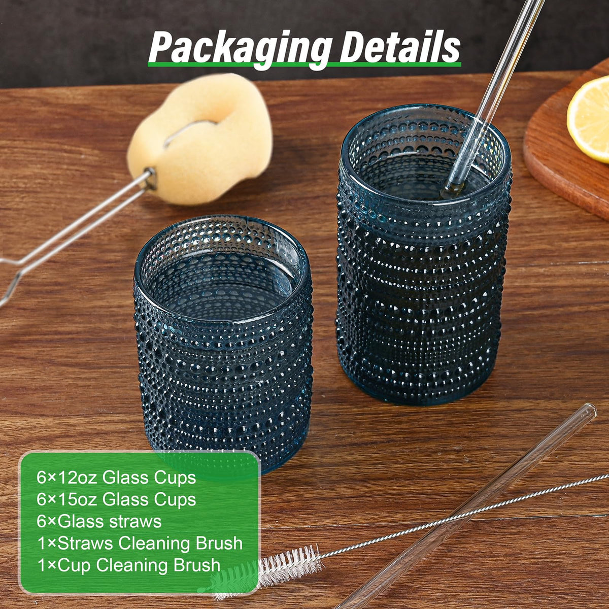 ZMOWIPDL embossed beaded design glass with non-slip grip