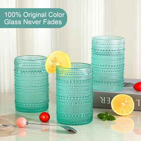 ZMOWIPDL lake blue 15oz glass cup shown for cocktails and water