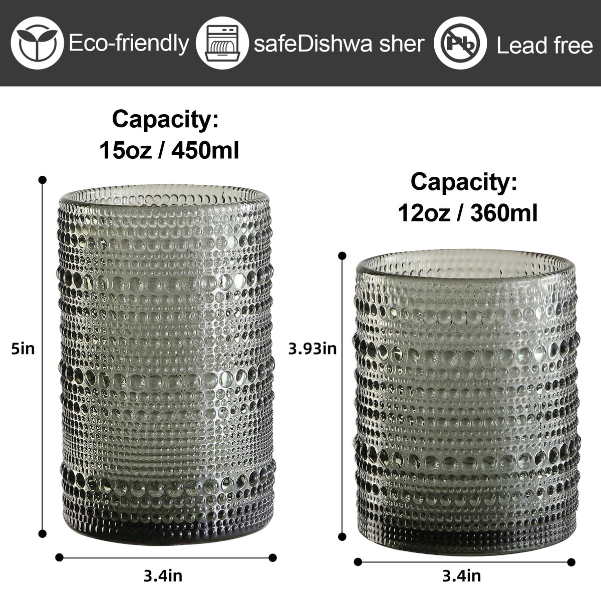 ZMOWIPDL vintage hobnail 12oz glass close-up highlights the beaded texture.