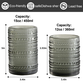 ZMOWIPDL vintage hobnail 12oz glass close-up highlights the beaded texture.