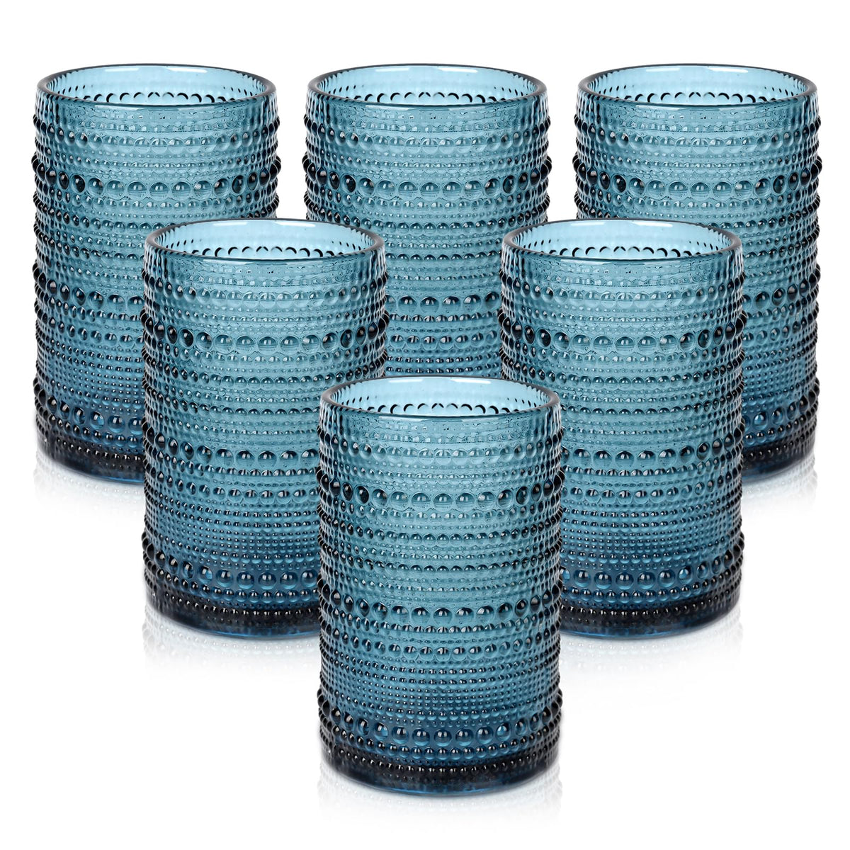 ZMOWIPDL Vintage Hobnail Glass Set in blue, perfect for stylish entertaining.