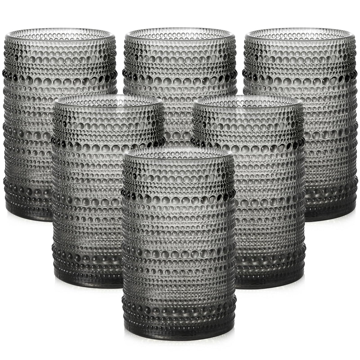 ZMOWIPDL vintage hobnail glass set with six tumblers for water and cocktails