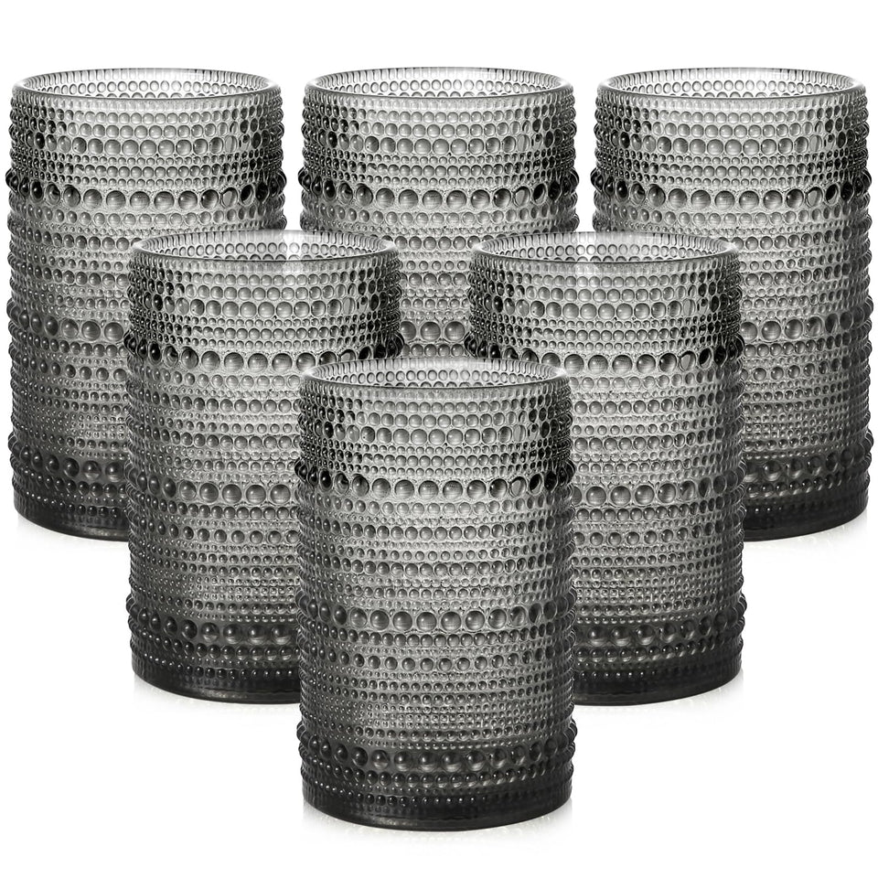 ZMOWIPDL vintage hobnail glass set with six tumblers for water and cocktails