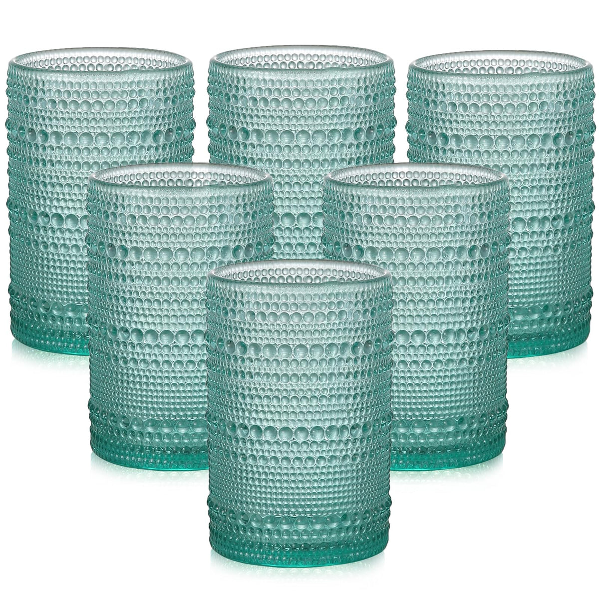 ZMOWIPDL vintage hobnail glasses in lake blue six-pack for versatile drinks
