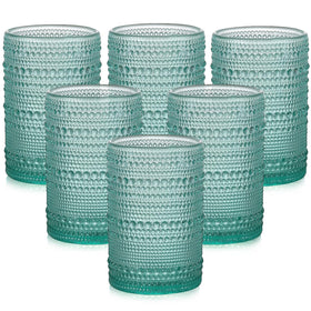 ZMOWIPDL vintage hobnail glasses in lake blue six-pack for versatile drinks