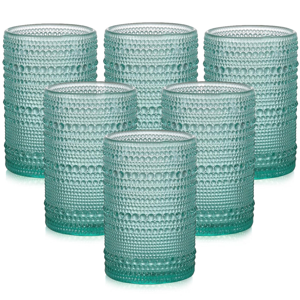 ZMOWIPDL vintage hobnail glasses in lake blue six-pack for versatile drinks