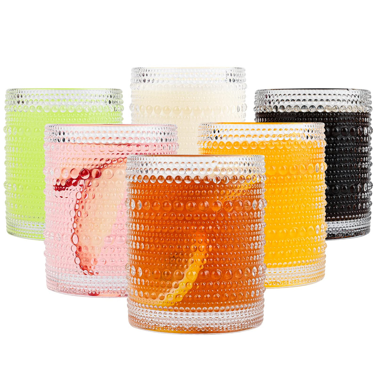 ZMOWIPDL vintage hobnail glasses set of six for durable daily use.