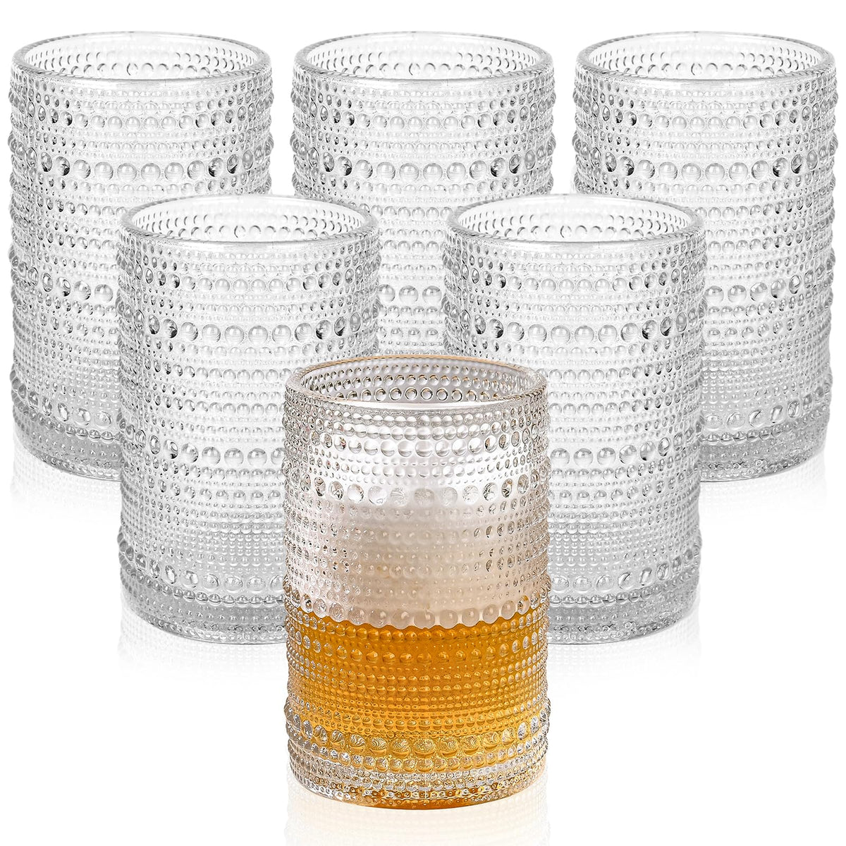 ZMOWIPDL vintage hobnail glasses front view for everyday water and cocktails.