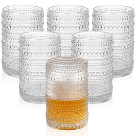 ZMOWIPDL vintage hobnail glasses front view for everyday water and cocktails.