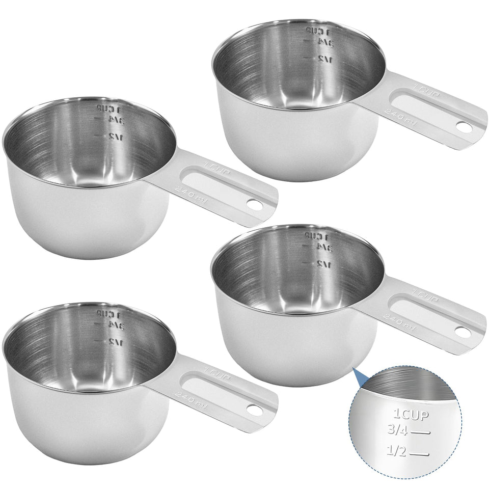 Zmpkhba 4-pack measuring cups with 1 cup capacity for precise dry and wet measures