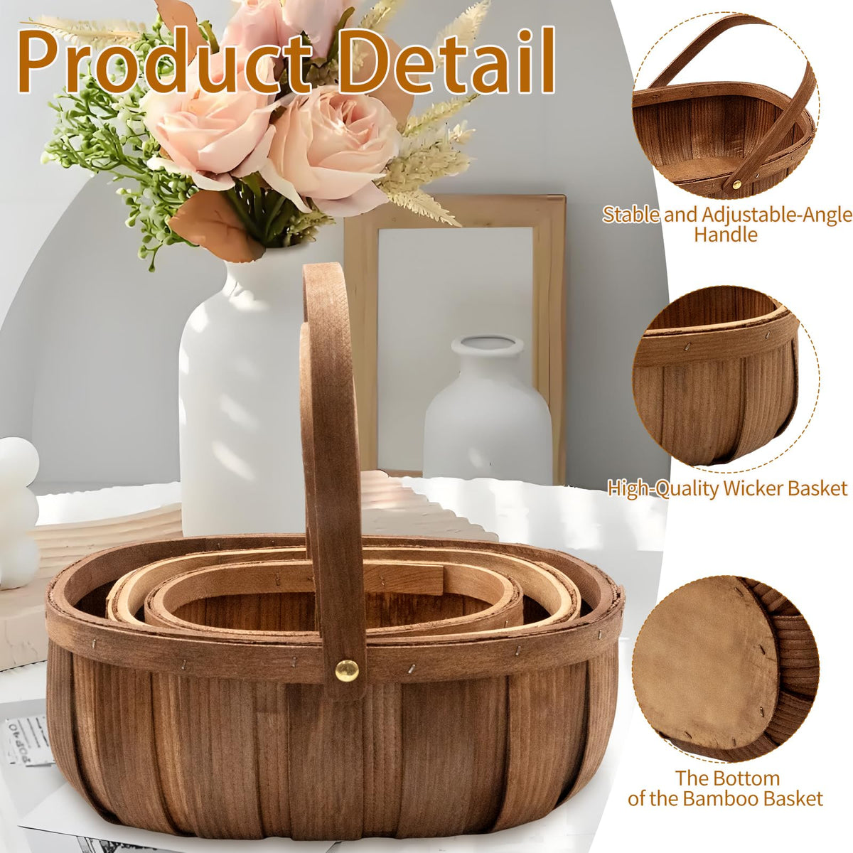Zmpkhba large bread basket with woven texture for rustic display.