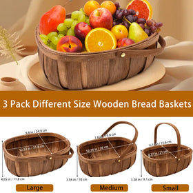 Zmpkhba medium bread basket with handles, great for fruits or snacks.