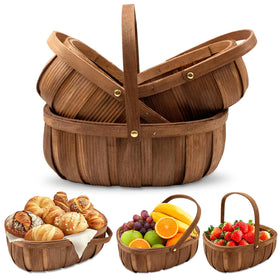 Zmpkhba small wooden bread basket with natural grain for bread service.