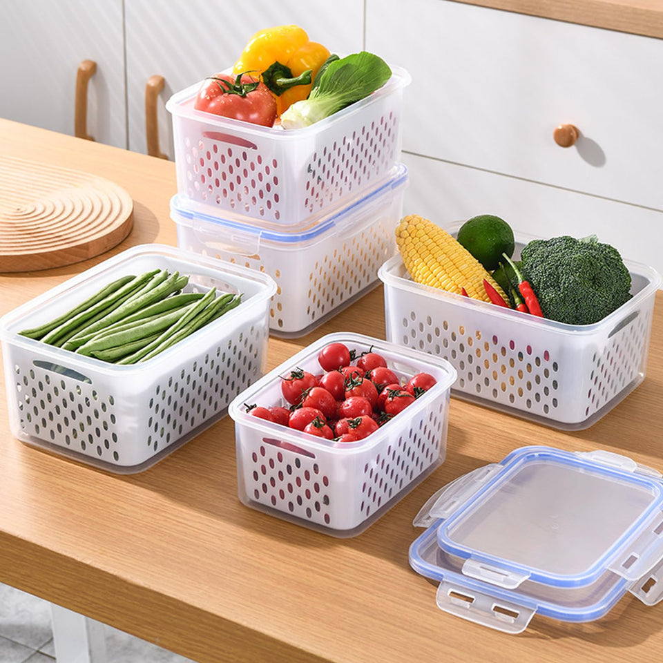 Zmxiabo 3PCS containers with varying sizes for fridge organization and fresh produce.