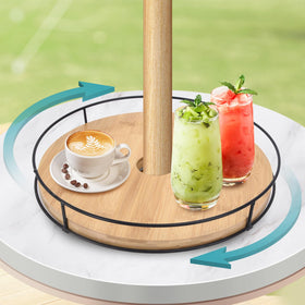 zmxlqzj 12-inch lazy susan with umbrella hole keeps condiments within reach outdoors.