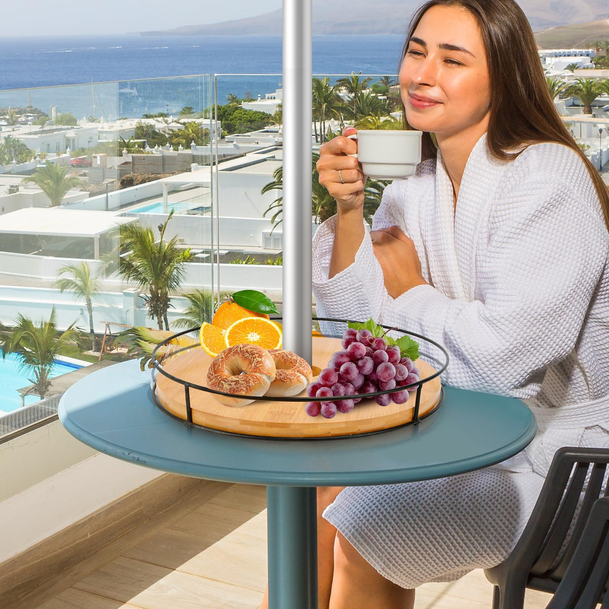 zmxlqzj outdoor table organizer offers extra space for snacks and drinks.