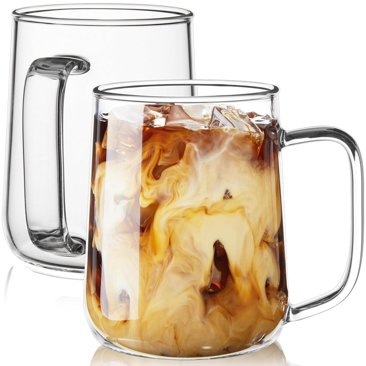 ZMZKKLL 20oz glass coffee mug set of 2 front view with generous capacity for lattes
