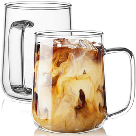 ZMZKKLL 20oz glass coffee mug set of 2 front view with generous capacity for lattes