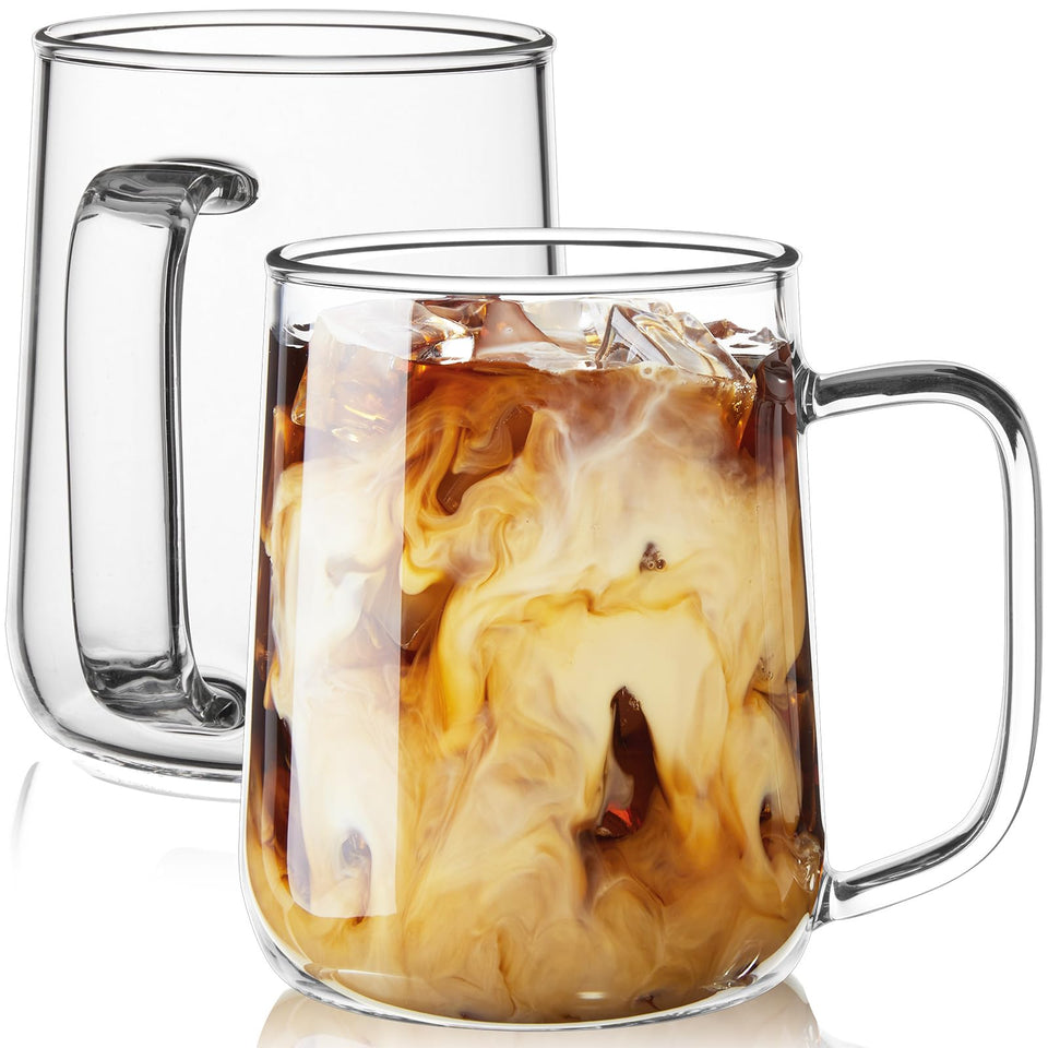 ZMZKKLL 20oz glass coffee mug set of 2 front view with generous capacity for lattes