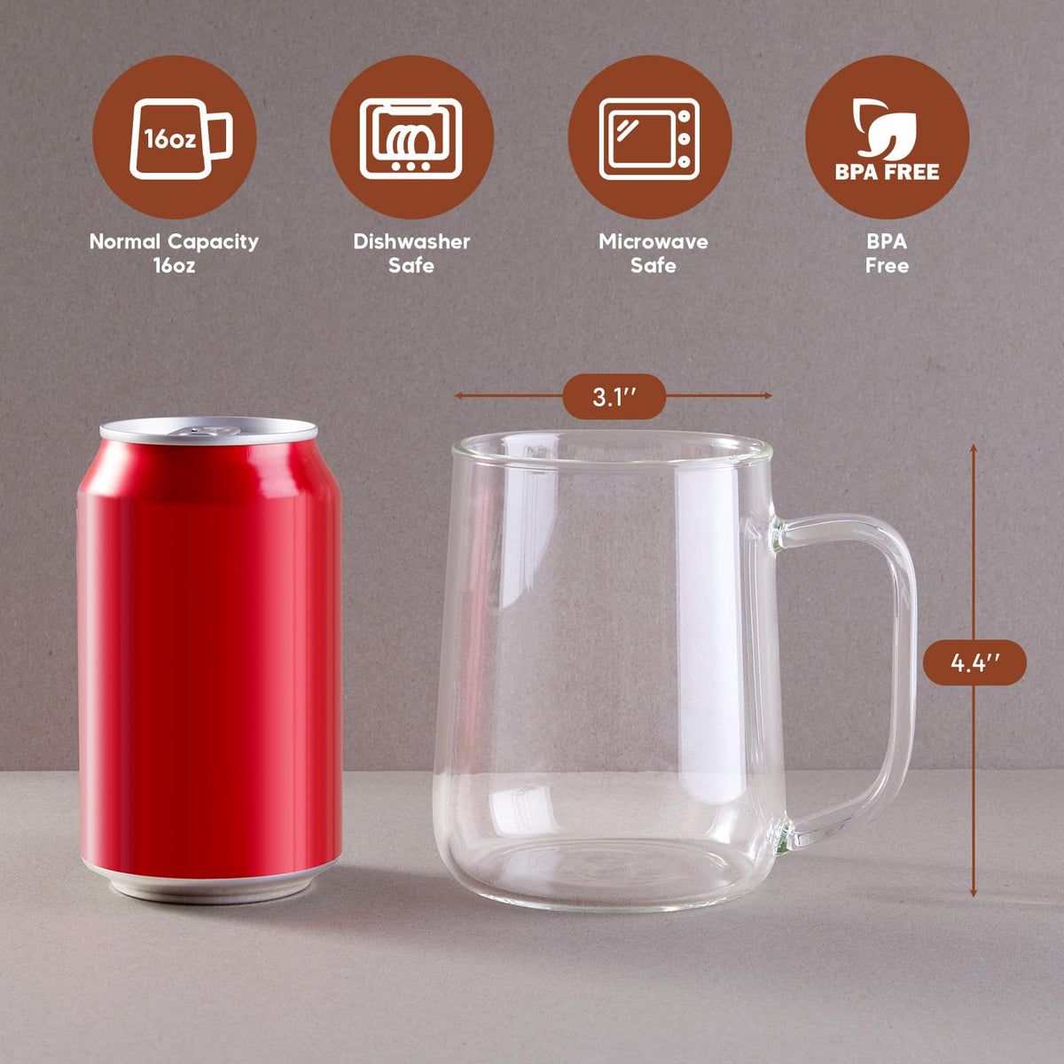 ZMZKKLL borosilicate glass mug shows clarity and heat resistance for hot or cold drinks.