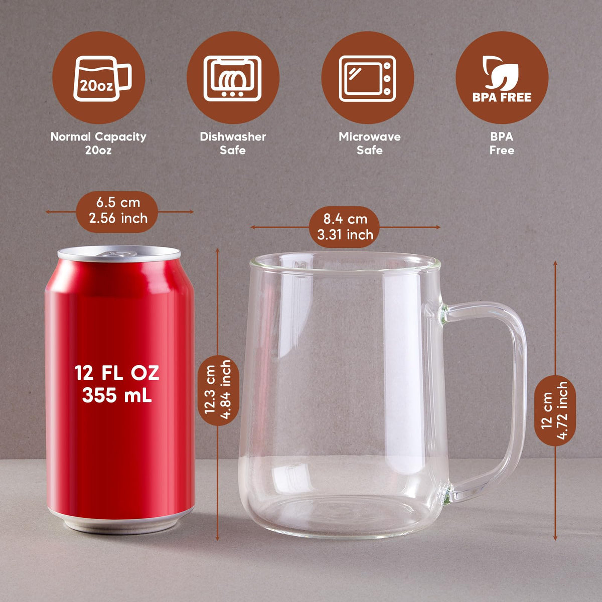 ZMZKKLL borosilicate glass mug handle closeup highlighting sturdy grip