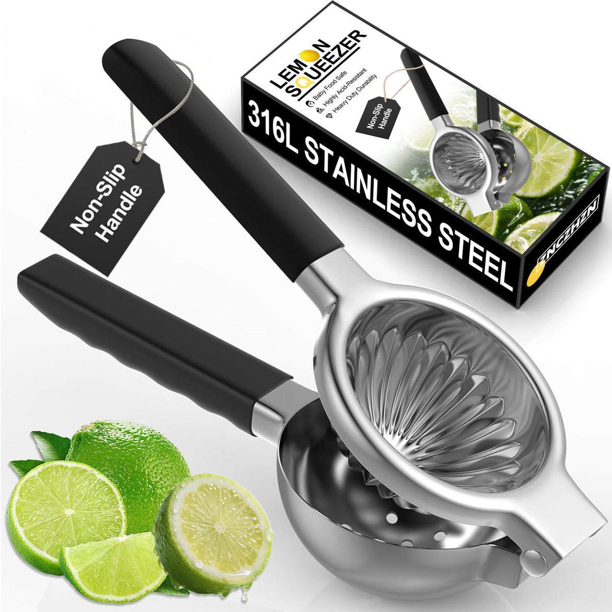 ZNCZHZN premium 316L lemon squeezer close-up shows safe steel construction