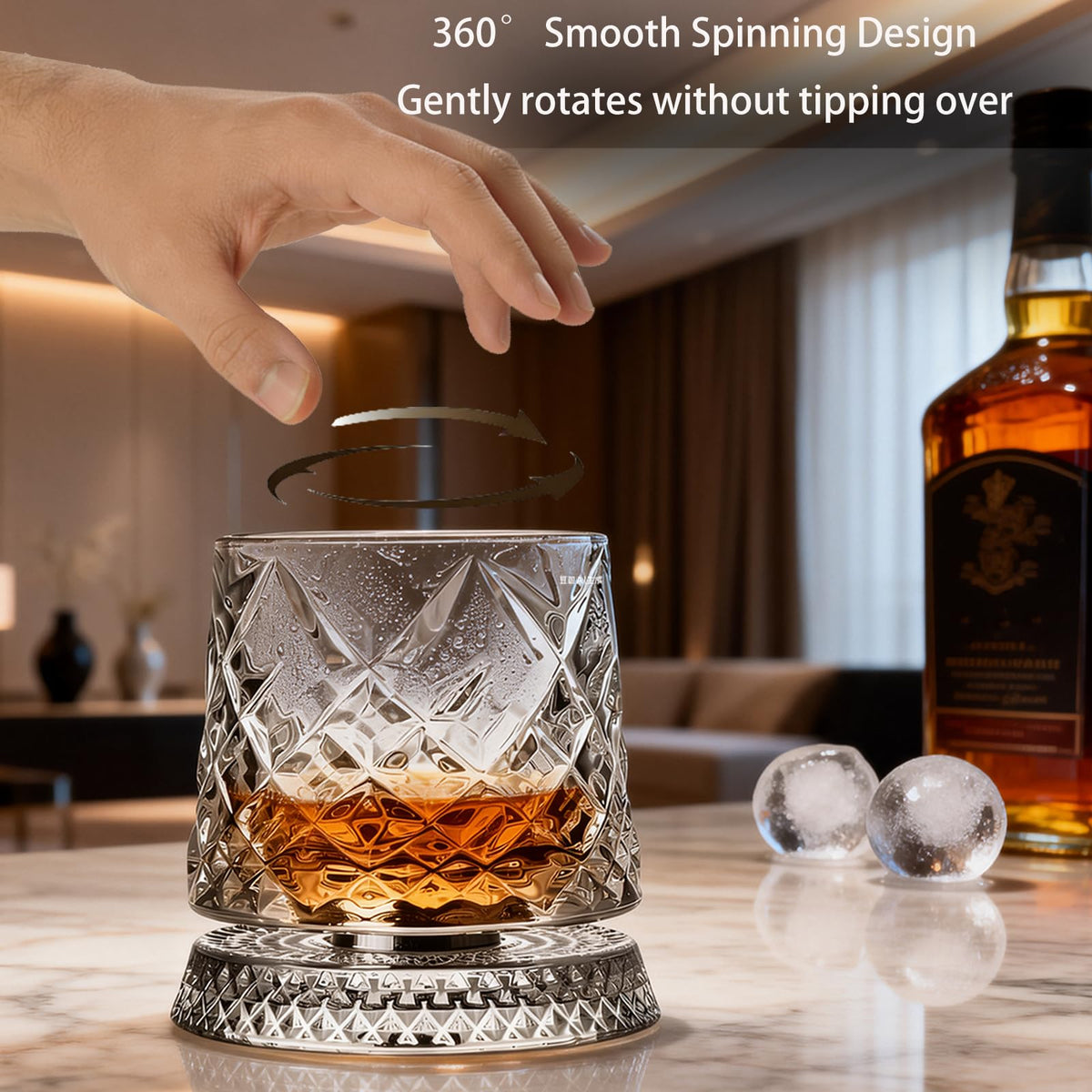 ZNGFTRL heavy base crystal glass highlighting solidity and premium feel