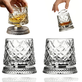 ZNGFTRL spinning whiskey glass set of 2 for sharing and relaxed sips
