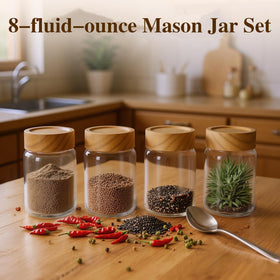 Zoaiirte acacia wood lids seal out moisture to keep contents fresh.