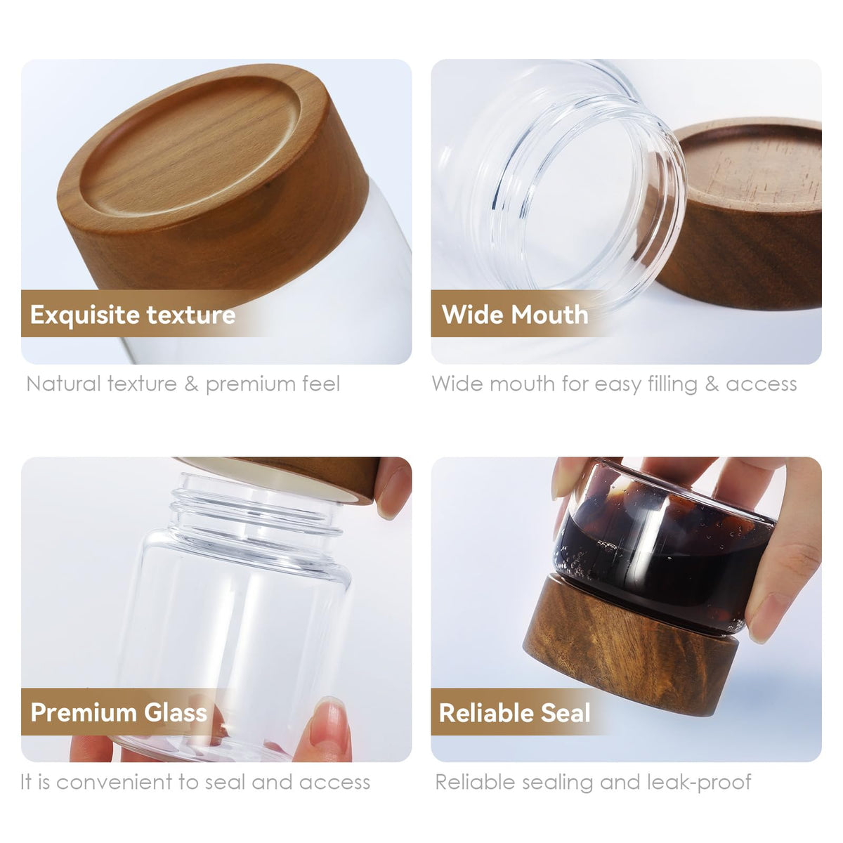 Zoaiirte clear glass jars showing contents at a glance for faster prep