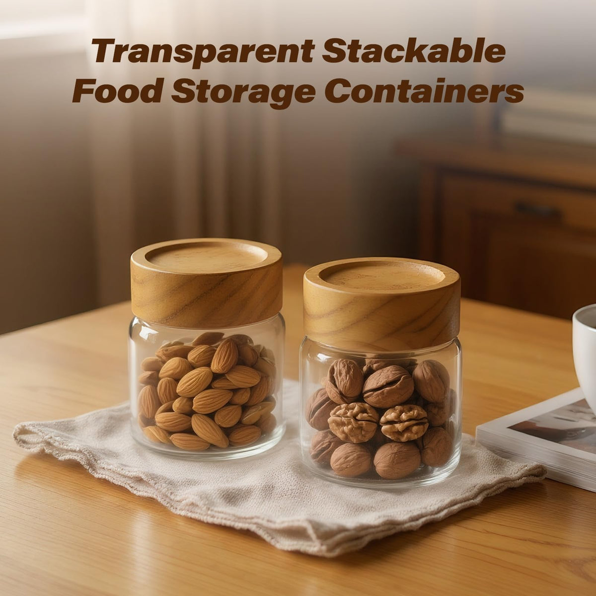 Zoaiirte dishwasher-safe jars with lids that require hand washing for wood care