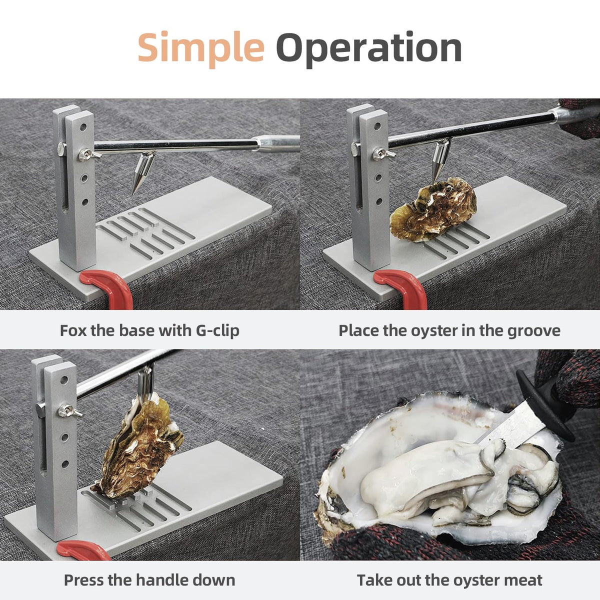 ZOAMEACY oyster shucker tool with adjustable handle for varying sizes