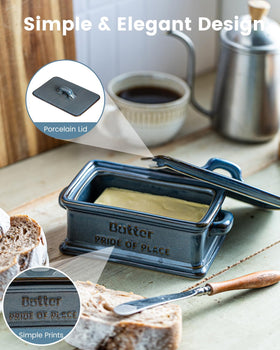 Zoeeker butter dish large capacity holds standard butter brands for family breakfasts