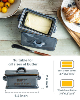 Zoeeker butter dish on countertop in blue presents easy access to spreads for everyday meals