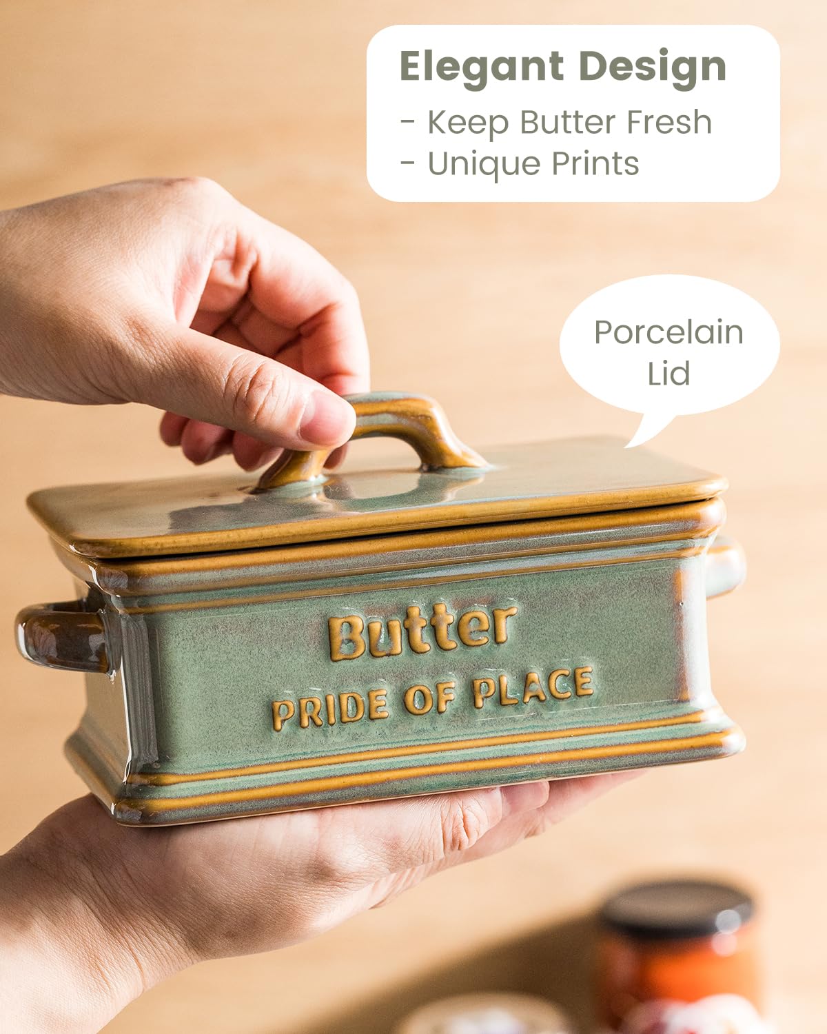 Pride of Place design elevates daily butter storage in the kitchen.