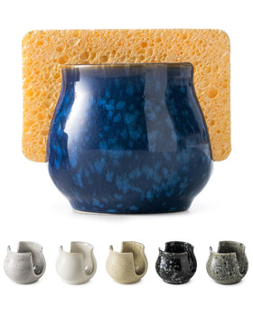 Zoeeker ceramic sponge holder blue keeps kitchen sponges neat and dry.
