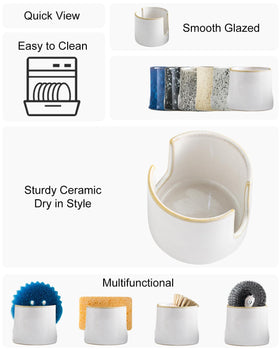 Zoeeker kitchen sink organizer in ceramic helps keep countertops clean and accessible.