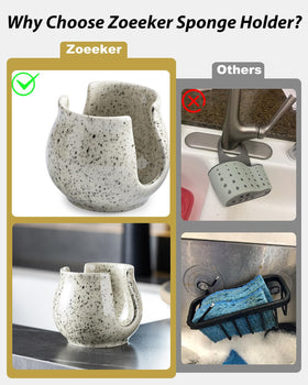 Zoeeker non-slip base keeps the sponge caddy steady during busy tasks