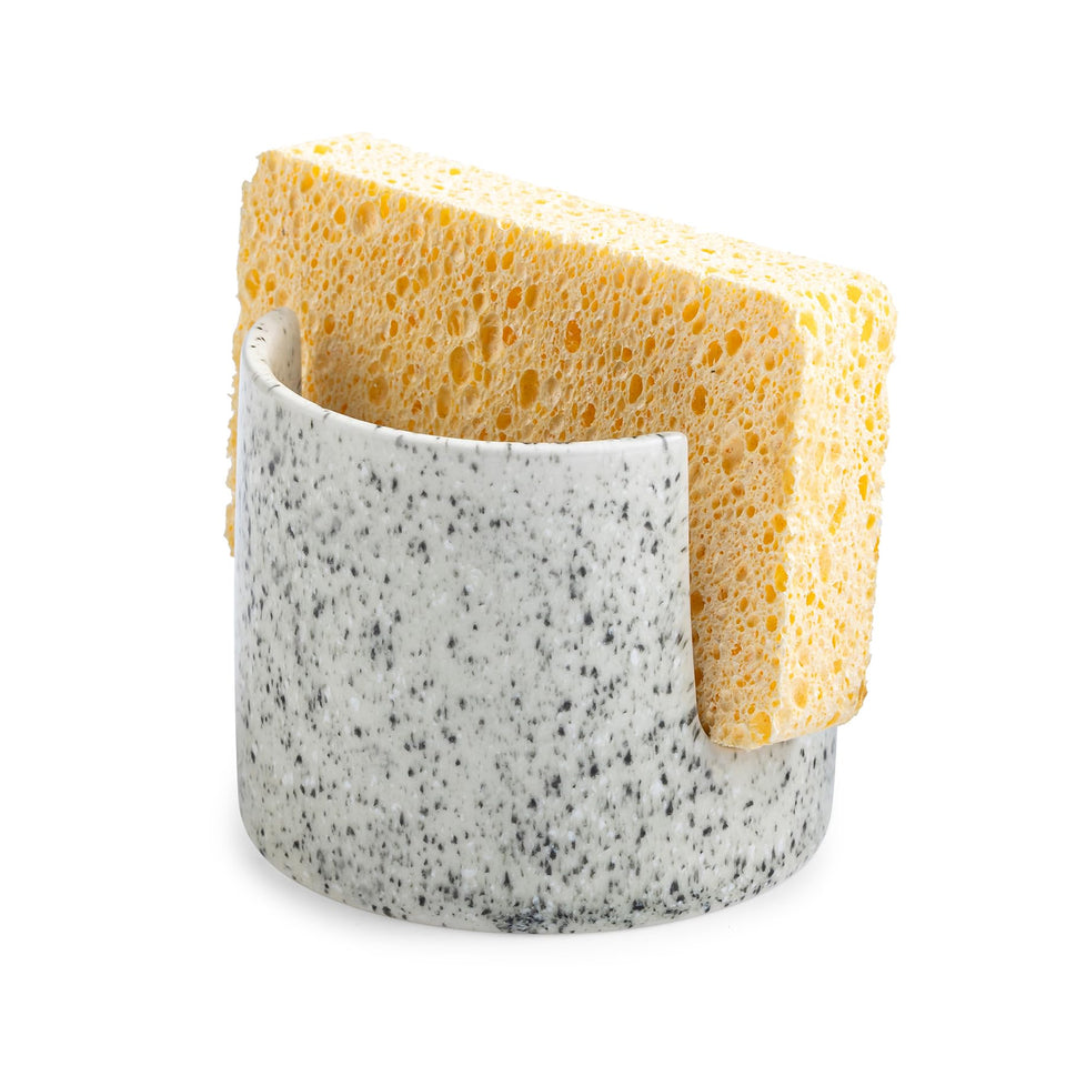 Zoeeker ceramic sponge holder with speckled glaze keeps sink area tidy and accessible