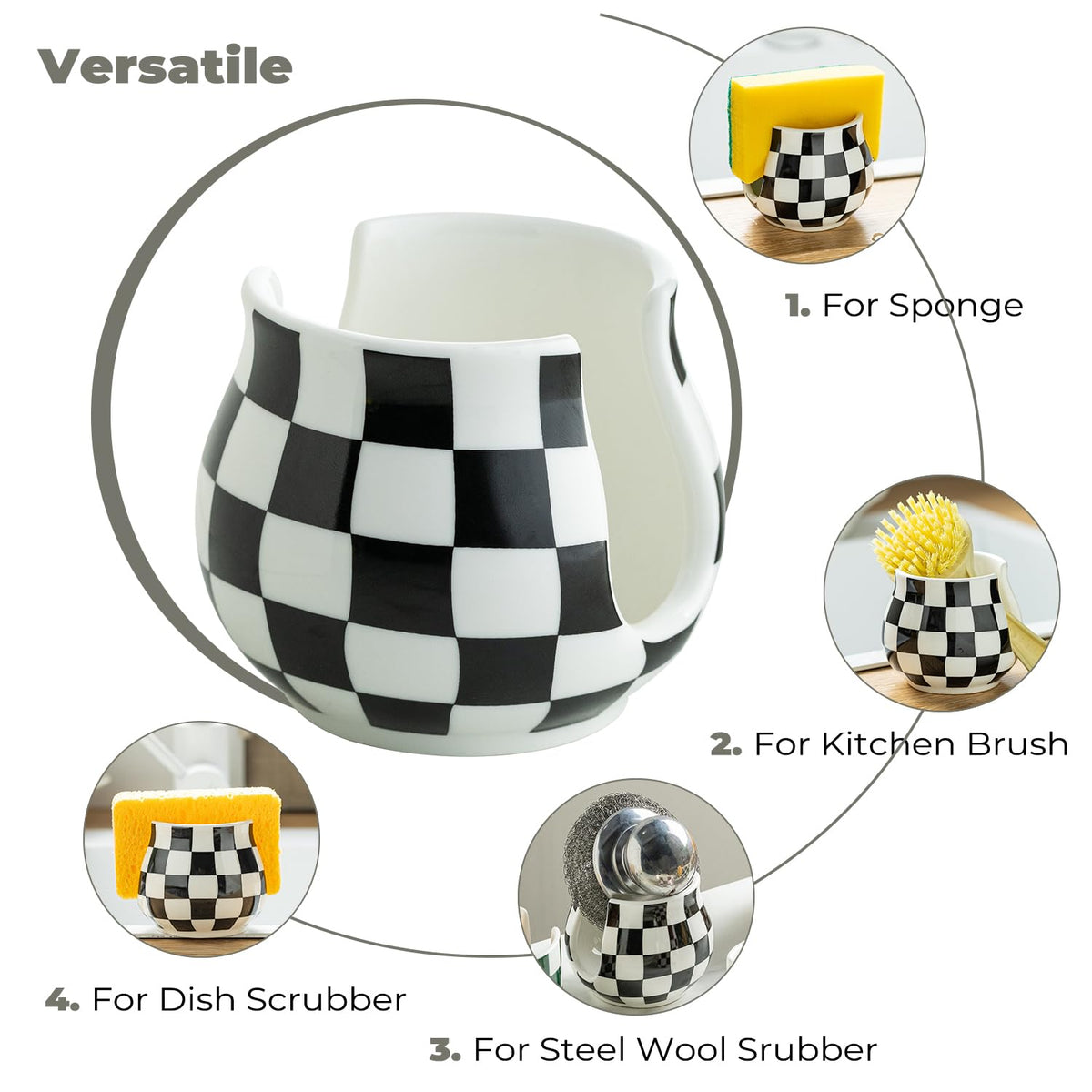Zoeeker sponge holder with drip-catching base minimizes countertop mess.