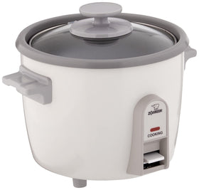 Zojirushi 3 Cup Rice Cooker with glass lid for easy monitoring.